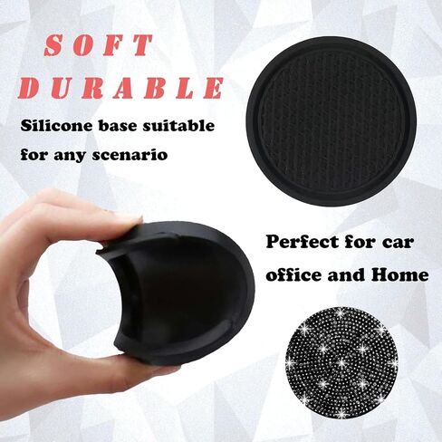 4PCS Bling Car Cup Holder Coaster, 2.75 inch Anti-Slip Shockproof Bling Crystal Rhinestone Insert Car Cup Coaster, Automotive Interior Accessories for Womens Girls (Pink) in Kuwait