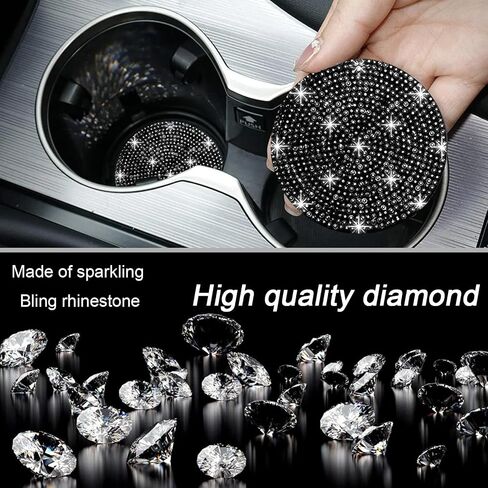 4PCS Bling Car Cup Holder Coaster, 2.75 inch Anti-Slip Shockproof Bling Crystal Rhinestone Insert Car Cup Coaster, Automotive Interior Accessories for Womens Girls (Pink) in Kuwait
