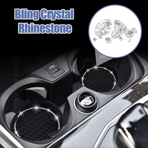 4 PCS Car Cust Coaster ، 2.75 بوصة من الحصير المضاد للانزلاق ، إكسسوارات حامل مشروب المركبات العالمية ، ديكورات أصحاب كأس السيارة للنساء ، السيارات ، الشاحنات ، RVS (أسود) in Saudi Arabia