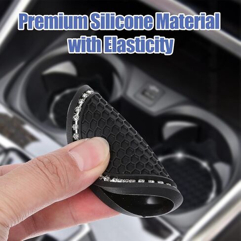 4 PCS Car Cust Coaster ، 2.75 بوصة من الحصير المضاد للانزلاق ، إكسسوارات حامل مشروب المركبات العالمية ، ديكورات أصحاب كأس السيارة للنساء ، السيارات ، الشاحنات ، RVS (أسود) in Saudi Arabia