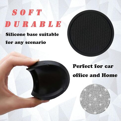 Coaster 4pcs Bling Car Custer Coaster ، 2.75 بوصة مضادة للانزلاق الصدمة بلينج كونستون إدراج كأس السيارة ، الملحقات الداخلية للسيارات للفتيات النسائي (الوردي) in Kuwait