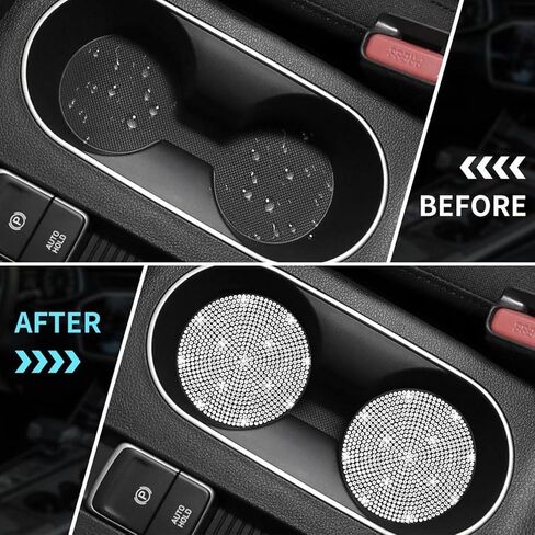 Coaster 4pcs Bling Car Custer Coaster ، 2.75 بوصة مضادة للانزلاق الصدمة بلينج كونستون إدراج كأس السيارة ، الملحقات الداخلية للسيارات للفتيات النسائي (الوردي) in Kuwait