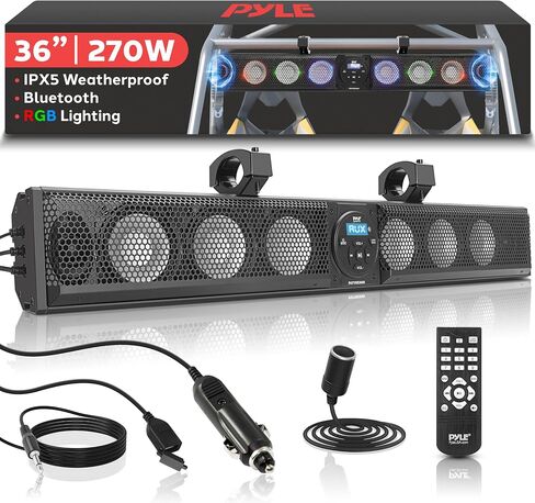 Pyle 36 "Marine ATV UTV Bar مع Bluetooth-طاقة ذروة 270 واط ، أمبير مدمج ، مصابيح RGB ، 6x 4 مكبرات الصوت ومكبرات الصوت 2x 1 ، USB/AUX ، Mountbar Mount in Saudi Arabia