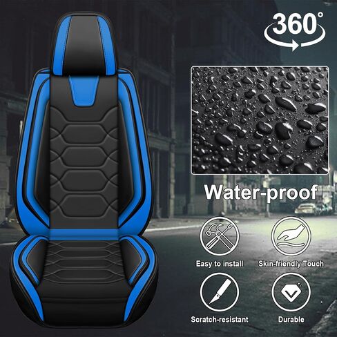 Car Seat Covers Fit for Toyota 4Runner 2000-2023,2 Seats Comfort Non-Slip Seat Covers Airbag Compatible,Waterproof Leather Seat Covers(Standard 2 Seats, Black Blue) in Saudi Arabia