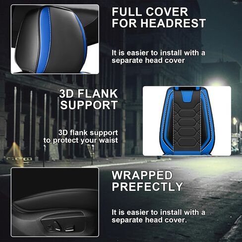 Car Seat Covers Fit for Toyota 4Runner 2000-2023,2 Seats Comfort Non-Slip Seat Covers Airbag Compatible,Waterproof Leather Seat Covers(Standard 2 Seats, Black Blue) in Saudi Arabia