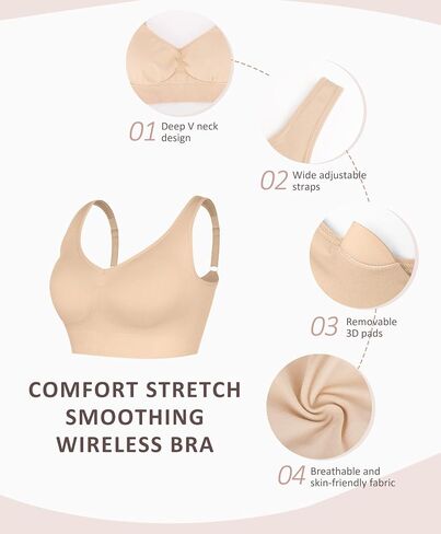يشعر Bralettes بالنساء للنساء لا يرتاحون في كل يوم حمالات ديب ديب ضد تغطية كاملة داعمة سلسة. in Kuwait