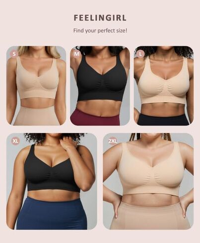 FeelinGirl Bralettes for Women No Underwire Comfortable Everyday Bras Deep V Seamless Supportive Full Coverage Wireless Bras in Saudi Arabia