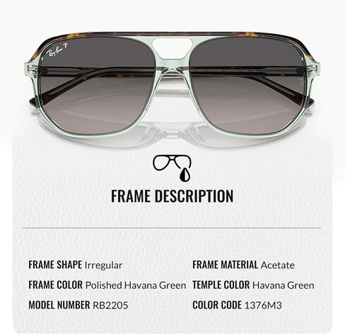 Ray-Ban RB2205 Bill One Square-Round Groud Groud Grade مع حزمة مجموعة النظارات الرسمية in Kuwait