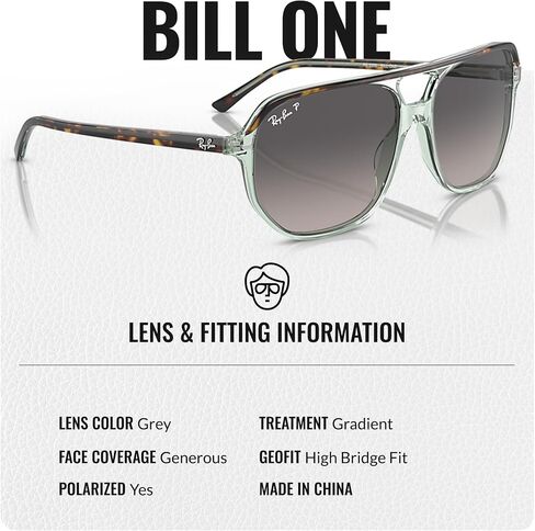 Ray-Ban RB2205 Bill One Square-Round Groud Groud Grade مع حزمة مجموعة النظارات الرسمية in Kuwait