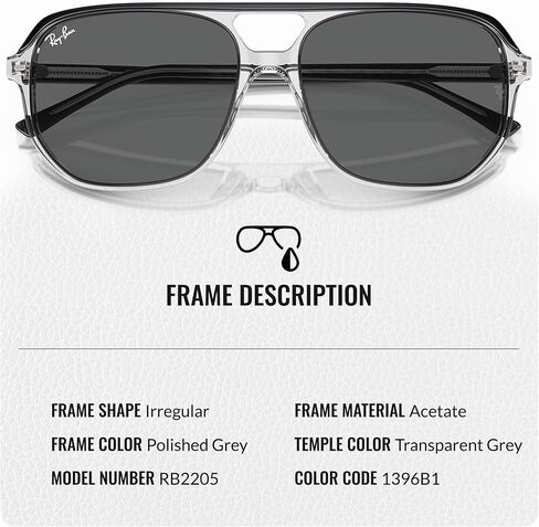 Ray-Ban RB2205 Bill One Square-Round Groud Groud Grade مع حزمة مجموعة النظارات الرسمية in Kuwait