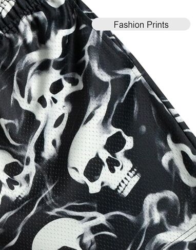 Mens Skull Graphic Shorts Basketball Drawstring Casual Workout Athletic Running Shorts in Saudi Arabia