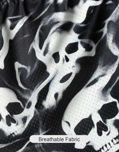 Mens Skull Graphic Shorts Basketball Drawstring Casual Workout Athletic Running Shorts in Saudi Arabia
