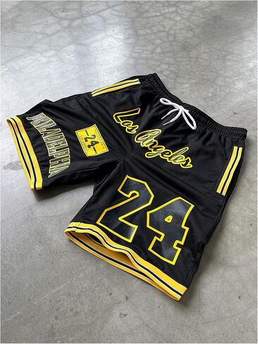 GORGLITTER Men's Y2K Graphic Shorts Basketball Workout Athletic Running Drawstring Shorts in Saudi Arabia