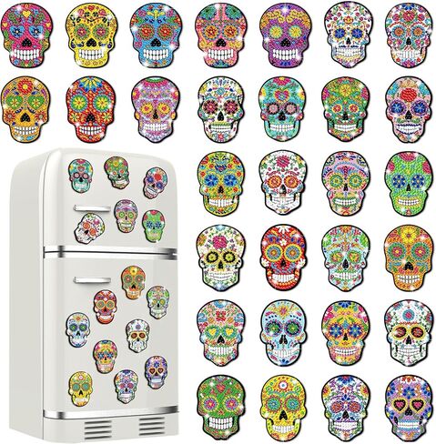 Motipuns 30 Pcs Halloween Pumpkin Diamond Painting Magnets Kits Diamond Art Fridge Magnet Refrigerator Sticker Diamond Painting for Beginners Adults DIY Art Craft Gifts Home Decors in Saudi Arabia