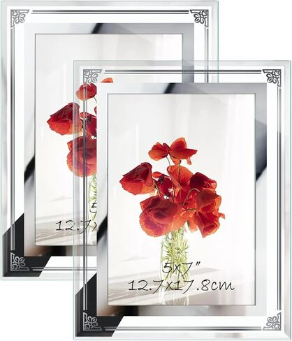 مجموعة إطار الصورة Horlimer 8x10 من 2 ، إطار الصورة الزجاجية 8 × 10 على الطاولة ، أفقيًا أو رأسيًا in Kuwait