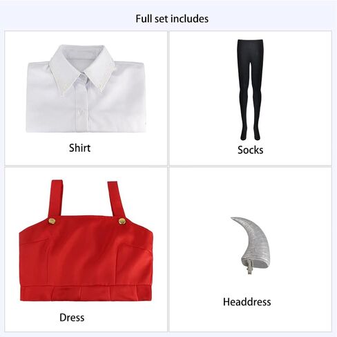 Anime Costume Dress Outfit Red Uniform Full Set Halloween With Headdress in Kuwait
