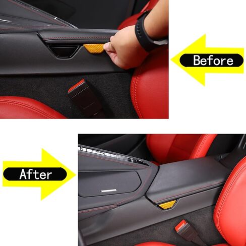 Real Carbon Fiber Car Armrest Storage Box Switch Button Cover Sticker Compatible with Corvette C8 Stingray 2020-2024 Car Accessories, Center Console Switch Trim Cover (Black) in Saudi Arabia
