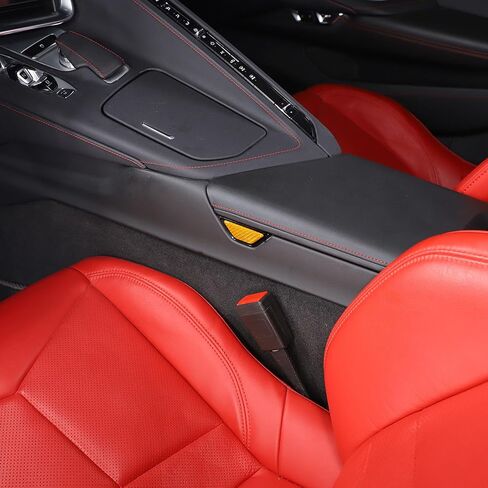 Real Carbon Fiber Car Armrest Storage Box Switch Button Cover Sticker Compatible with Corvette C8 Stingray 2020-2024 Car Accessories, Center Console Switch Trim Cover (Black) in Saudi Arabia