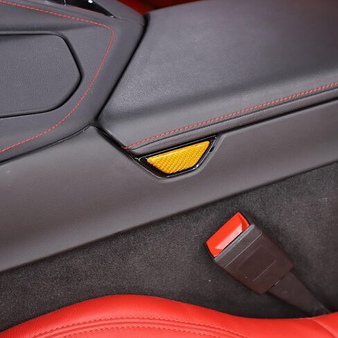 Real Carbon Fiber Car Armrest Storage Box Switch Button Cover Sticker Compatible with Corvette C8 Stingray 2020-2024 Car Accessories, Center Console Switch Trim Cover (Black) in Saudi Arabia
