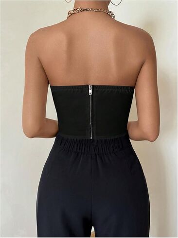 GORGLITTER Women's Strapless Asymmetrical Bandeau Tube Tops Trendy Backless Sleeveless Summer Going Out Crop Tops 2025 in Kuwait