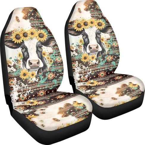 غطاء مقعد السيارة من عباد الشمس للسيدات للنساء البقر البني بطبعة أوتتو مقعد المقعد الأمامي فقط in Kuwait