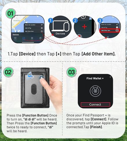 تعمل محفظة Auskang للرجال مع Smart Tracker على Find My App ، حامل بطاقة الائتمان الجلدية Slim Minimalist RFID Work Smart Wallet للرجال (أسود الكربون) in Kuwait