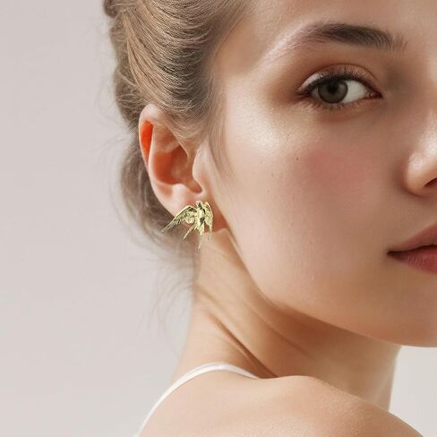 14K Gold Plated Flying Bird Swallow Stud Earrings 丨925 Sterling Silver Post丨Bird Jewelry for Women And Bird Lovers Gifts in Saudi Arabia