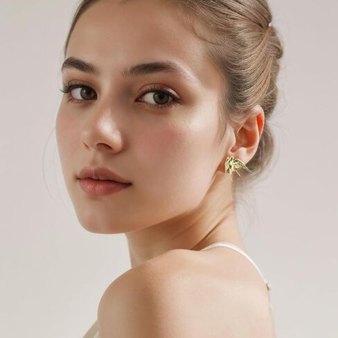 14K Gold Plated Flying Bird Swallow Stud Earrings 丨925 Sterling Silver Post丨Bird Jewelry for Women And Bird Lovers Gifts in Saudi Arabia