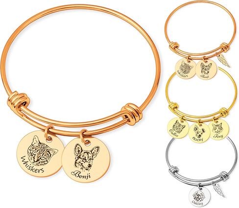 Anavia 1/2/3/4 DISC PET PETART BANGLE BACKELET ، PET Memorial Memorial Diremial القابلة للتوسعة هدية المجوهر in Saudi Arabia