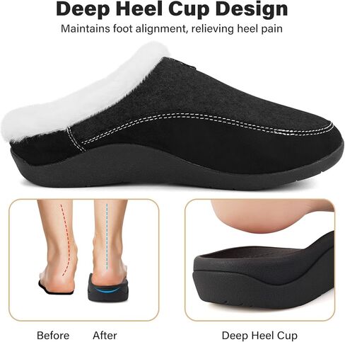 V.Step Orthopedic Slipper with Arch Support, Orthotic Slipper for Plantar Fasciitis Pain Relief,House Slipper for Man Women, Sherpa Lining Bedroom Slipper Shoe Indoor Outdoor Anti-Skid Rubber Sole in Kuwait