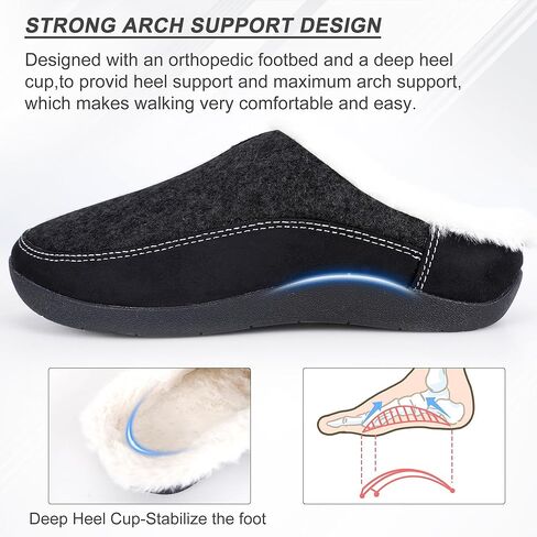 V.Step Orthopedic Slipper with Arch Support, Orthotic Slipper for Plantar Fasciitis Pain Relief,House Slipper for Man Women, Sherpa Lining Bedroom Slipper Shoe Indoor Outdoor Anti-Skid Rubber Sole in Kuwait
