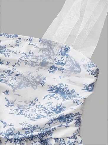Floerns Girl's Floral Midi Dress Tie Shoulder Ruched Ruffle Hem Birthday Dresses in Saudi Arabia