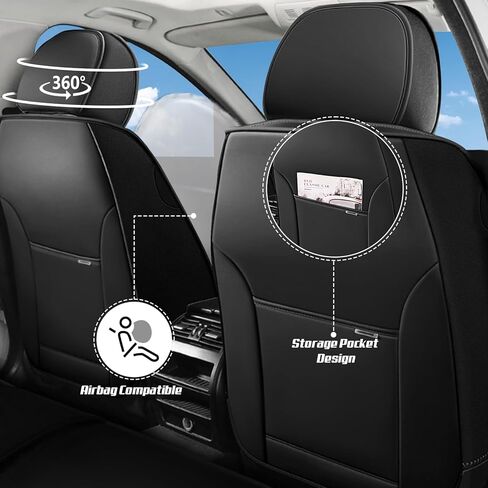 Front Set for Cadillac Escalade Seat Covers 2001-2025, Waterproof Nappa Leather Car Seat Protector, Anti-Slip & Comfortable Car seat Cover (Black & Red) in Saudi Arabia