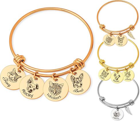 Anavia 1/2/3/4 DISC PET PETART BANGLE BACKELET ، PET Memorial Memorial Diremial القابلة للتوسعة هدية المجوهر in Saudi Arabia