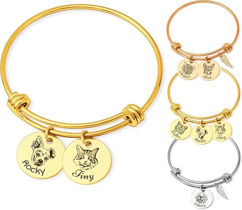 Anavia 1/2/3/4 DISC PET PETART BANGLE BACKELET ، PET Memorial Memorial Diremial القابلة للتوسعة هدية المجوهر in Saudi Arabia