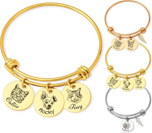 Anavia 1/2/3/4 DISC PET PETART BANGLE BACKELET ، PET Memorial Memorial Diremial القابلة للتوسعة هدية المجوهر in Saudi Arabia