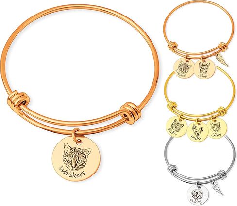 Anavia 1/2/3/4 DISC PET PETART BANGLE BACKELET ، PET Memorial Memorial Diremial القابلة للتوسعة هدية المجوهر in Saudi Arabia