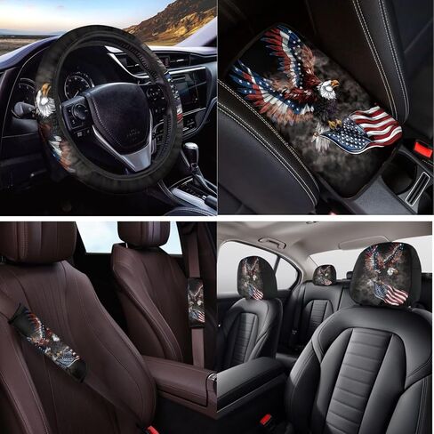 14 PCS BASS FISH AMERICAN FLAG COR COVER WITH AUTO TOWERENT WELLE COVERT ARMS CUSHION CUSHION RETTERCE RESTORTER COVERS CONSTROMERS AUTION in Kuwait