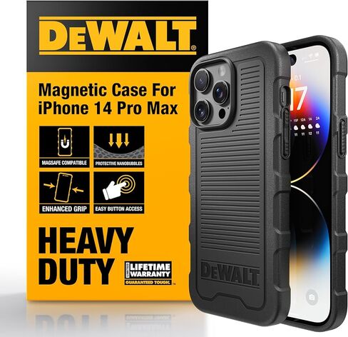 DEWALT HUSKER DUST MAGNECTION for iPhone 15 PRO CASE يناسب MAGSAFE ، الغطاء الخلفي للوقاية من التأثير المقاوم للمناقصة ، وملاءمة رفيعة على iPhone 15 PRO ، Black Matte in Kuwait