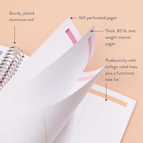 Erin Condren 8.5" X 11" Spiral Bound Productivity Notebook - Mid Century Circles, 160 Lined Page & To Do List Organizer Notebook, 80Lb Thick Paper, Stickers Included in Kuwait