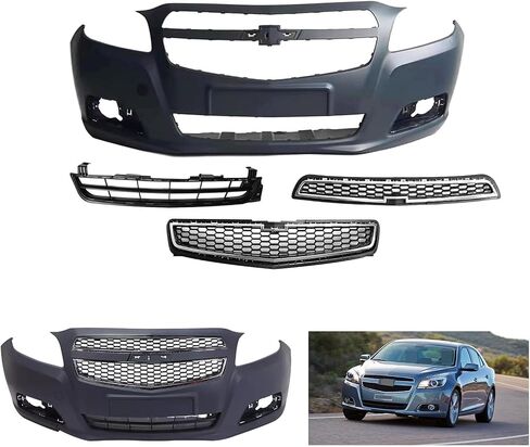 غلاف المصد الأمامي Malibu مع أغطية ضوء الضباب لعام 2014 2015 Chevy Malibu LS ، LT ، LTZ ، Eco سيدان - طقم غلاف المصد الأمامي الكامل in Saudi Arabia