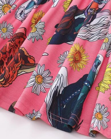 Toddler Girls Cute Print Summer Dresses Little Girl Ruffle Sleeve Twirly Swing Kids Dress with Pockets in Kuwait