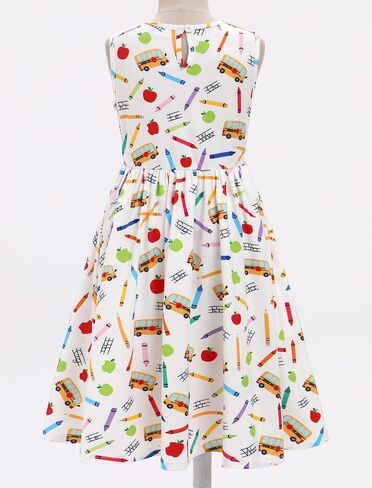 ODASDO Girls Back to School Dress Pencil Printed Causal Sleeveless A-line Swing Twirly Dress Kids First Day of School Clothes in Saudi Arabia