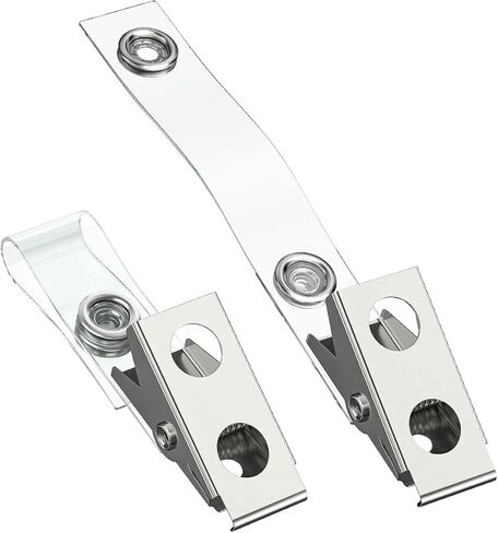 Uniclife 50 Pack ID Badge Holder Horizontal Clear Plastic Case Metal Badge Clips with Clear PVC Straps Double-Hole ID Badge Clips and Straps with Snap for Office School Credit Cards Key Cards in Saudi Arabia