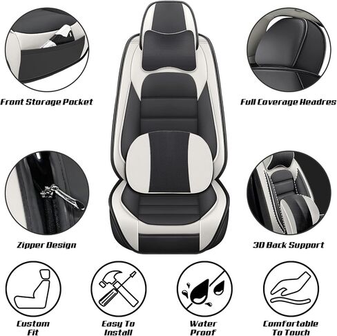 Front Set for Cadillac Escalade Seat Covers 2001-2025, Waterproof Nappa Leather Car Seat Protector, Anti-Slip & Comfortable Car seat Cover (Black & Red) in Saudi Arabia