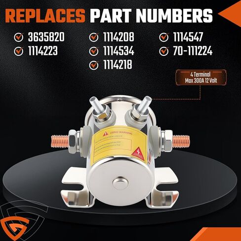 Max 300A 4 Terminals Continuous Duty Solenoid Relay Nickel-Plating for Golf Carts, Winch, Marine Heavy Duty in Rush 12 VDC E-Z-GO Gas Marathon Models w/ 2 or 4-Cycle Engines in Kuwait