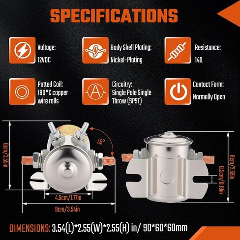 Max 300A 4 Terminals Continuous Duty Solenoid Relay Nickel-Plating for Golf Carts, Winch, Marine Heavy Duty in Rush 12 VDC E-Z-GO Gas Marathon Models w/ 2 or 4-Cycle Engines in Kuwait