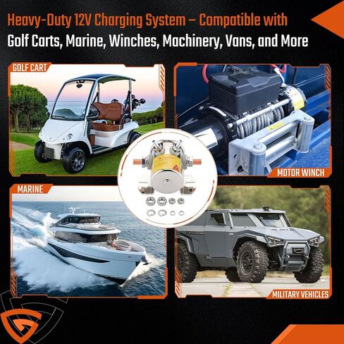 Max 300A 4 Terminals Continuous Duty Solenoid Relay Nickel-Plating for Golf Carts, Winch, Marine Heavy Duty in Rush 12 VDC E-Z-GO Gas Marathon Models w/ 2 or 4-Cycle Engines in Kuwait