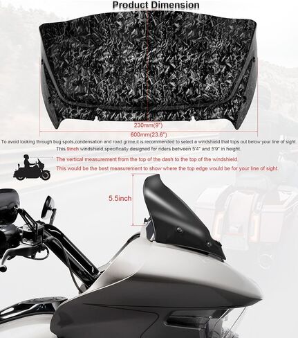 9" Wave Windshield Windscreen Compatible with Harley Davidson CVO Road Glide FLTRXSE '23-up, CVO Road Glide ST FLTRXSTSE '24-up, Road Glide FLTRX '24-up, FLTRXRRSE '25-up (Bright Forged) in Saudi Arabia
