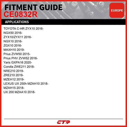 CTR CE0832R [OE SORPLIRE] نهاية قضيب التعادل الخارجية الأمامية متوافقة مع لكزس ، مركبات تويوتا-يحل محل 45046-09890 ، 45046-09A00 ، 45046-49255 ، 45046F9010 ، ES801549 in Saudi Arabia